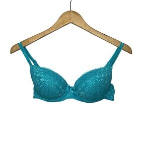 Etam Lingere France Women’s 36B Teal Padded Push Up Adjustable Underwire Bra